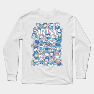 Artsy Doodle style artist animals puns characters Long Sleeve T-Shirt